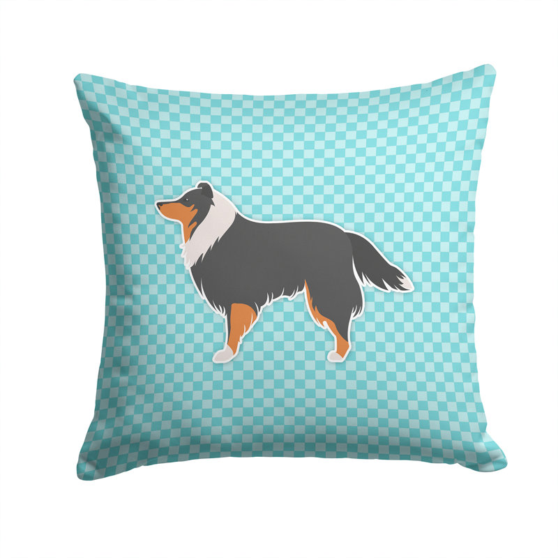 Coussin décoratif intérieur/extérieur sheltie, H 14 po x l 14 po x P 3 po, Bleu