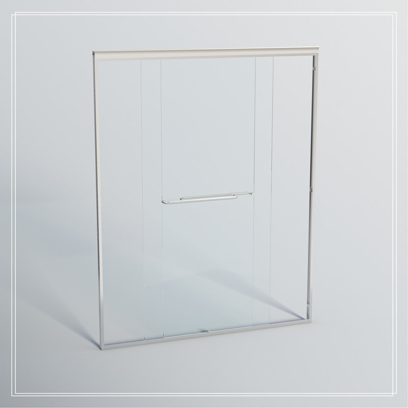 44-48 In. W X 72 In. H Double Sliding Shower Door, Semi-Frameless Bypass Bathroom Sliding Door With 1/4" (6Mm) Tempered Glass For Walk-In Shower