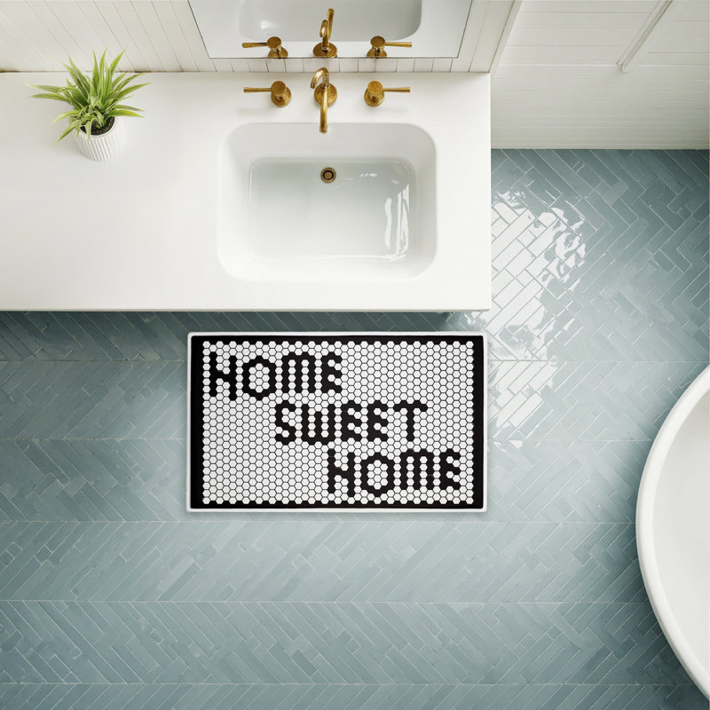 Tapis de bain et tapis de bain en peluche à motif mosaïque Sweet Home, par Elizabeth Medley, 18 po x 30 po