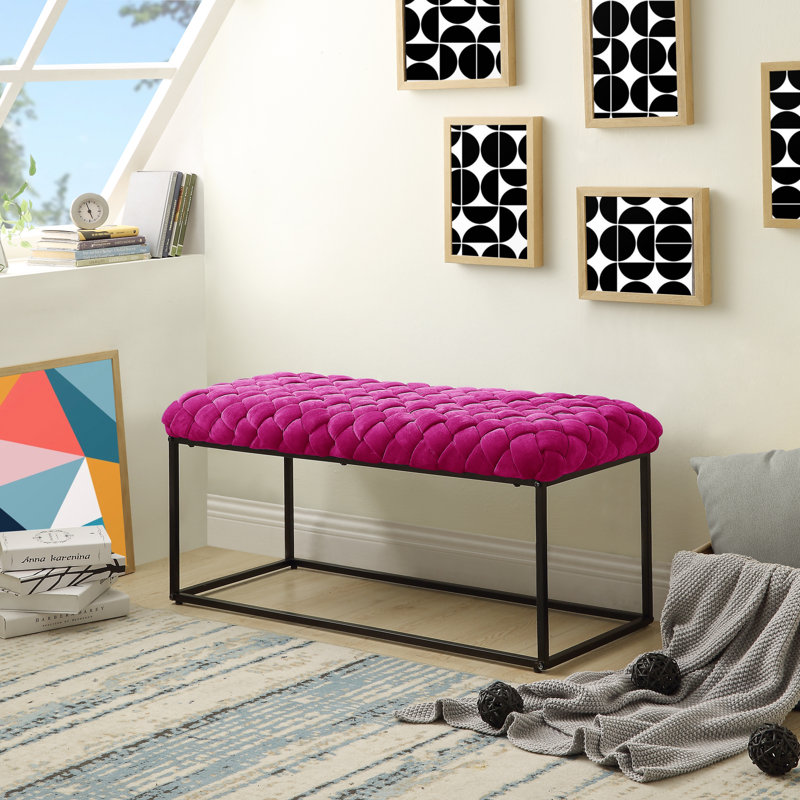 Gemma 39" Upholstered Velvet Bench, Fuchsia