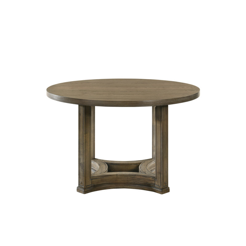 Weathered Oak Finish Round Dining Table