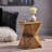 Hand-painted Concrete Side Table With Abstract Nuance - Lightweight Appeal