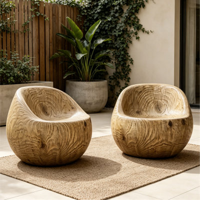 Naira 2Pcs W28.9" Outdoor Terrafab Single Chair - Brown