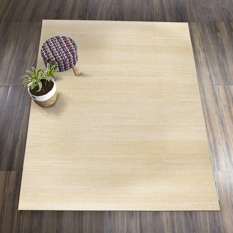 Tapis crème uni tissé à plat crème, Rectangle 5 pi x 7 pi