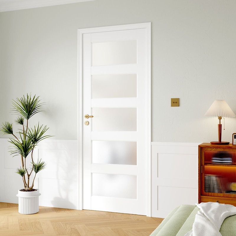 5-Panel Glass And Manufactured Wood Swing Door, 32 po x 80 po