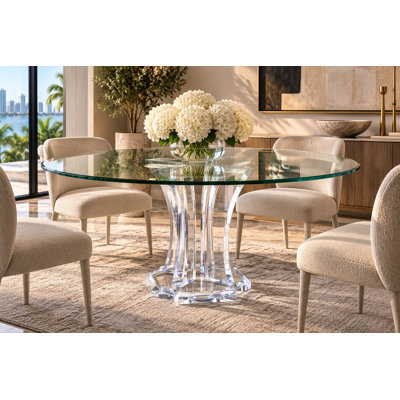 Round Glass Top with Plastic / Acrylic Base Dining Table