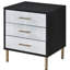 Glamour 3 table de chevet en noir, argent, or - solution de rangement de chevet argent et avec amplement de tiroirs chambre à coucher