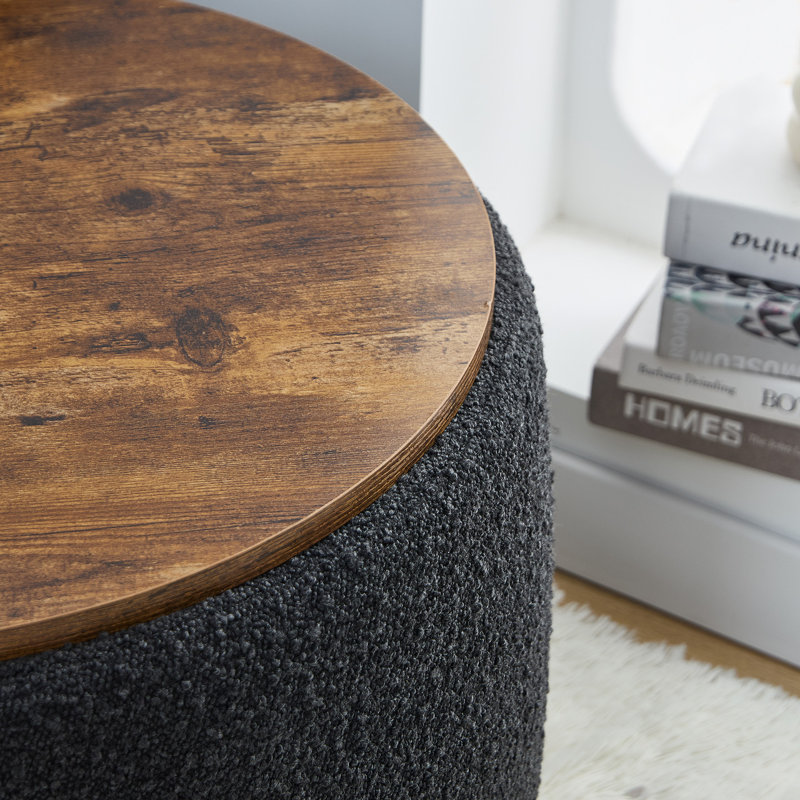 2East Upholstered Ottoman, Black