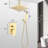 Ceiling Mounted Shower In Brushed Gold - 16" Head And Handheld Natural Rainfall Simulation Look For Self-cleaning Nozzle American Standard Bathroom Novelty Installation-117092695
