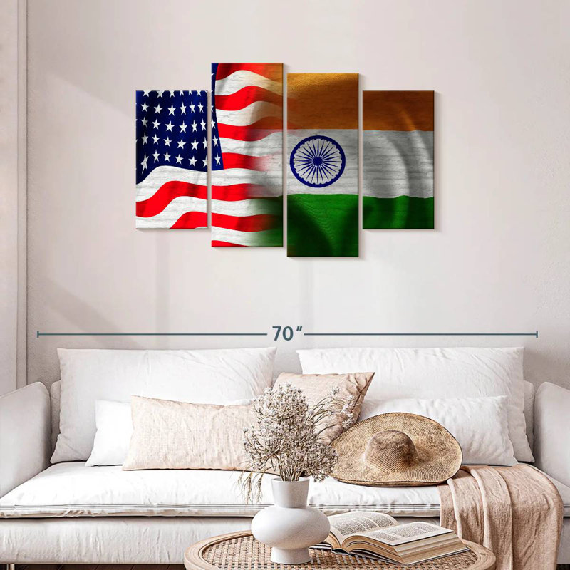Drapeau de Borges, Inde et États-Unis, H 27 po x l 43 po