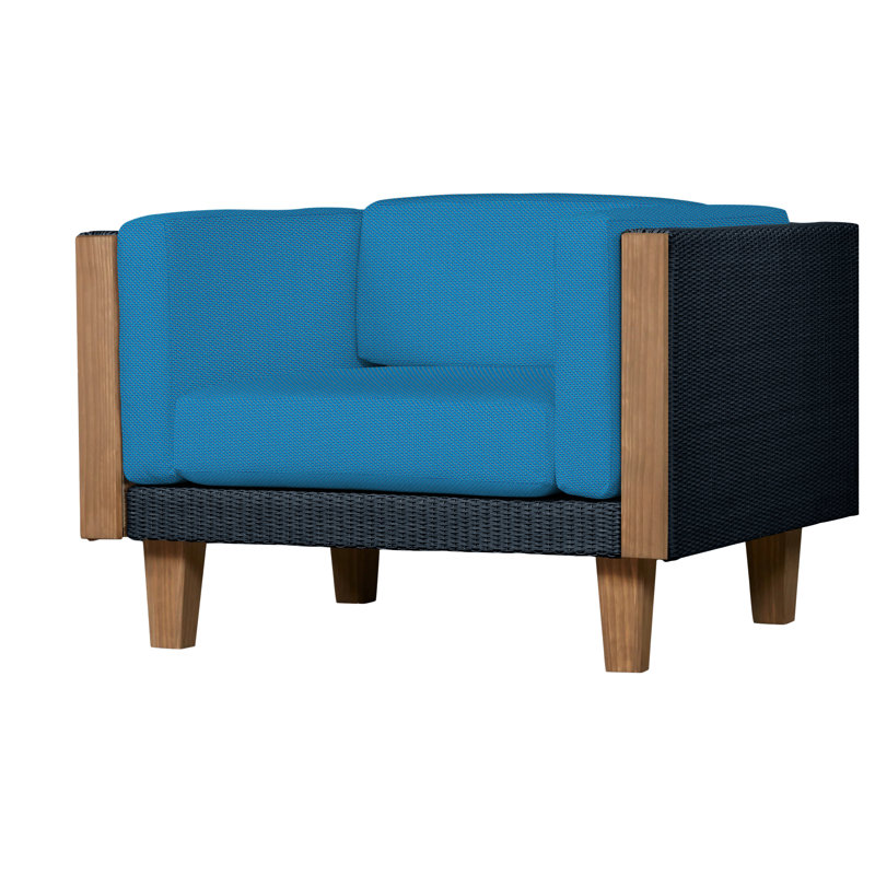 Catalina Outdoor Teak Lounge Chair, Bamboo Bay Sky, Ebony