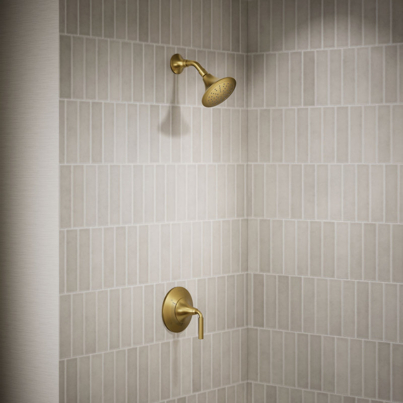Ensemble de garniture de robinet de douche à pression équilibrée Tone Rite-Temp 1,75 GPM, Laiton moderne brossé éclatant