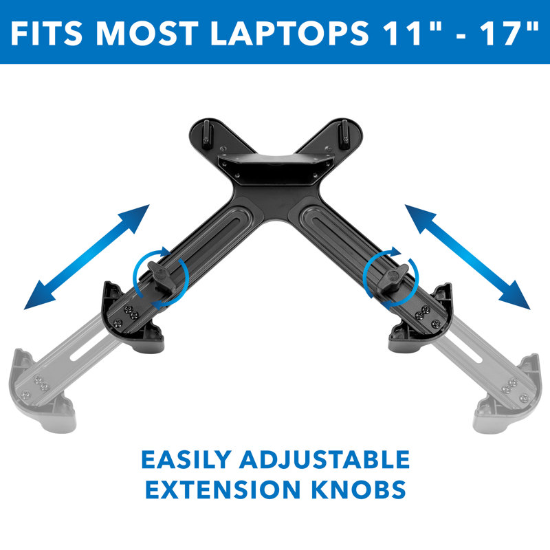Black Adjustable Steel Clamp-On Laptop Tray with Safety Straps