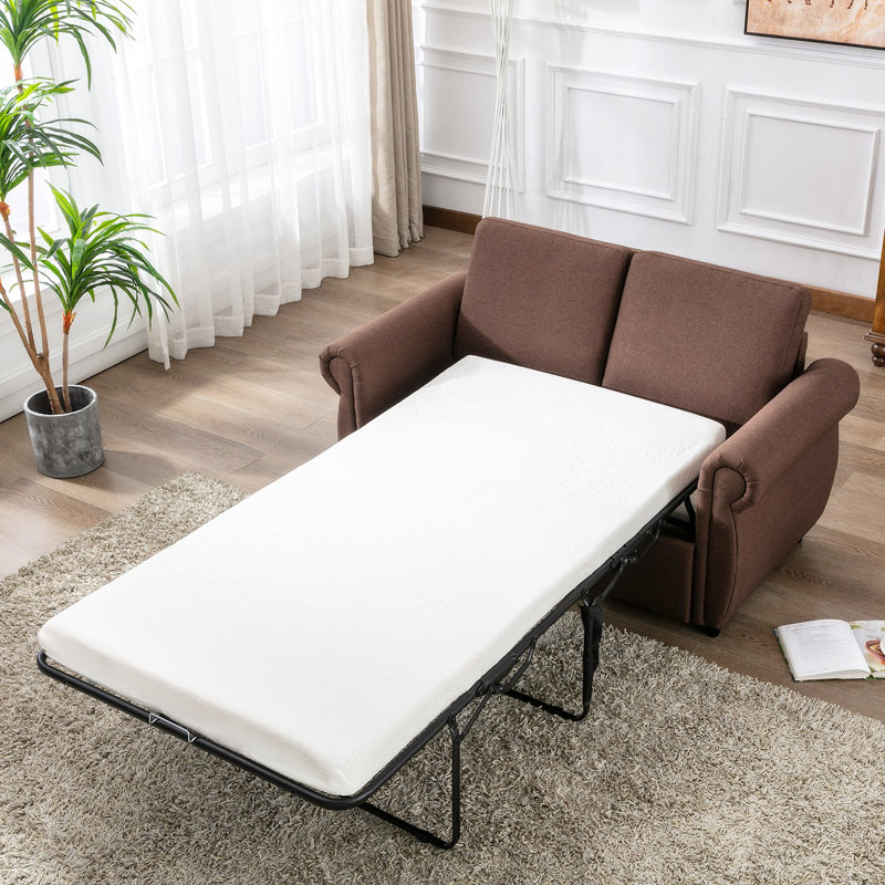Canapé-lit escamotable avec canapé-lit et matelas à mémoire de forme simple, Lin brun