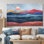Décoration murale rouge et bleu abstrait coucher de soleil montagne II - paysage montagnes