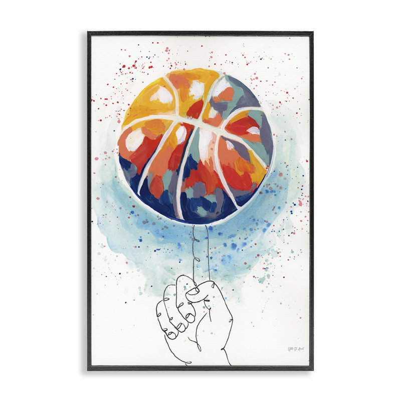  Abstract Basketball Trick Giclee Art by Yvette St. Amant, 18" H x 12" W, Midnight Black Framed Giclee