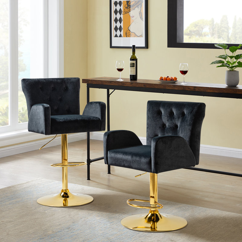 Theo Swivel Adjustable Height Bar Stool, Black