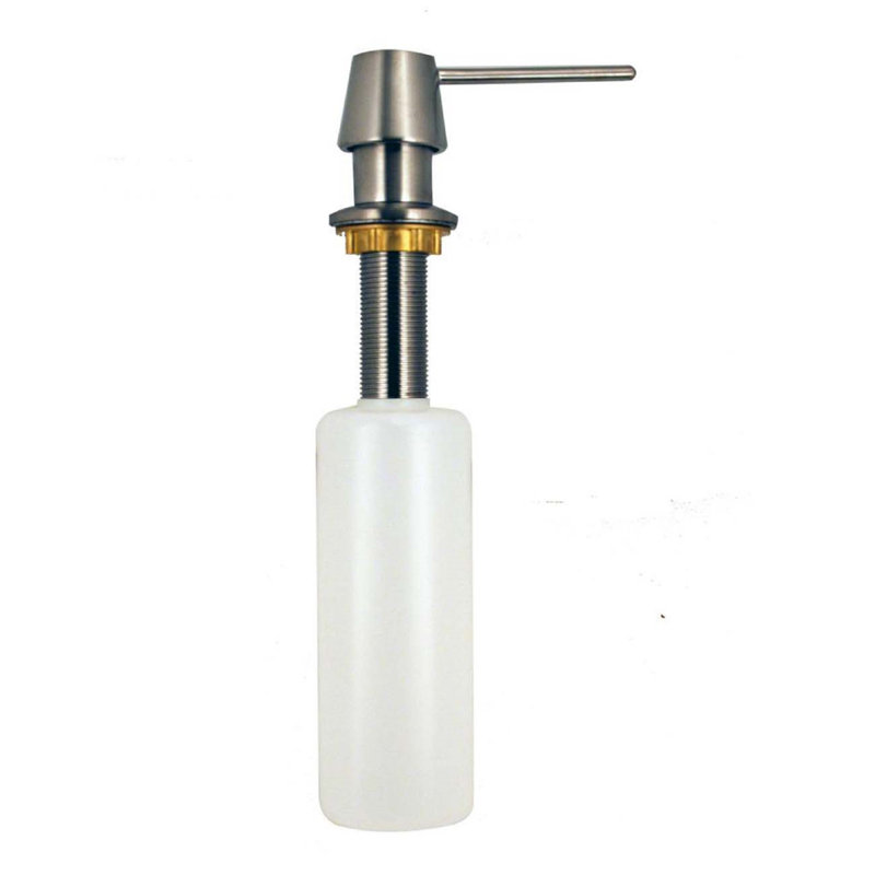 Heavy Duty Kitchen Sink Deck Mount Liquid Soap Dispenser with Refillable 12 oz Bottle, Satin Nickel