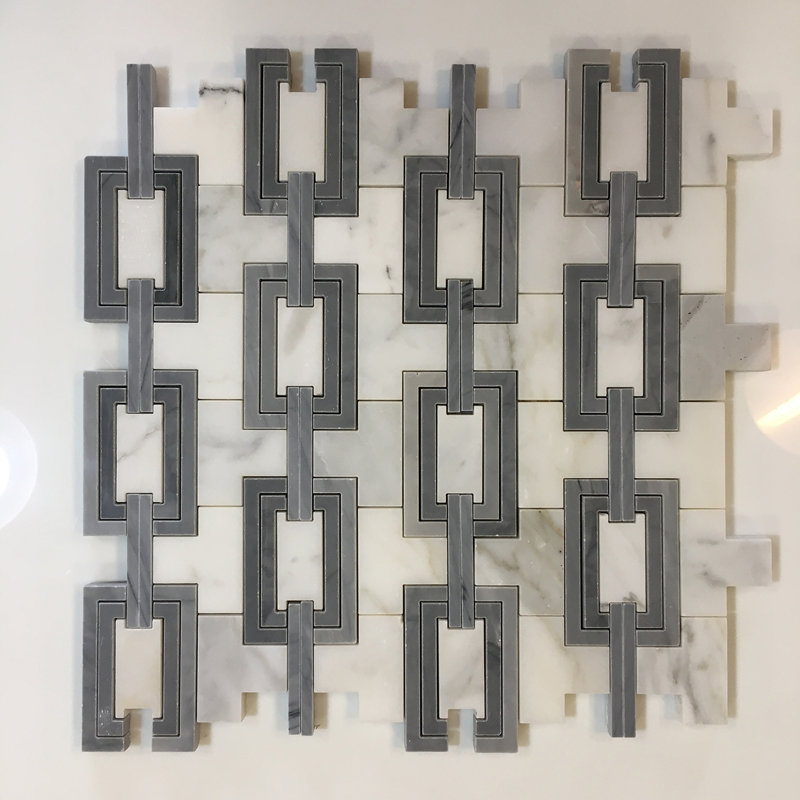 Waterjet Stone Mosaics 12" x 12" Natural Stone/Metal Nantucket Mosaic Wall & Floor Tile, Buckingham
