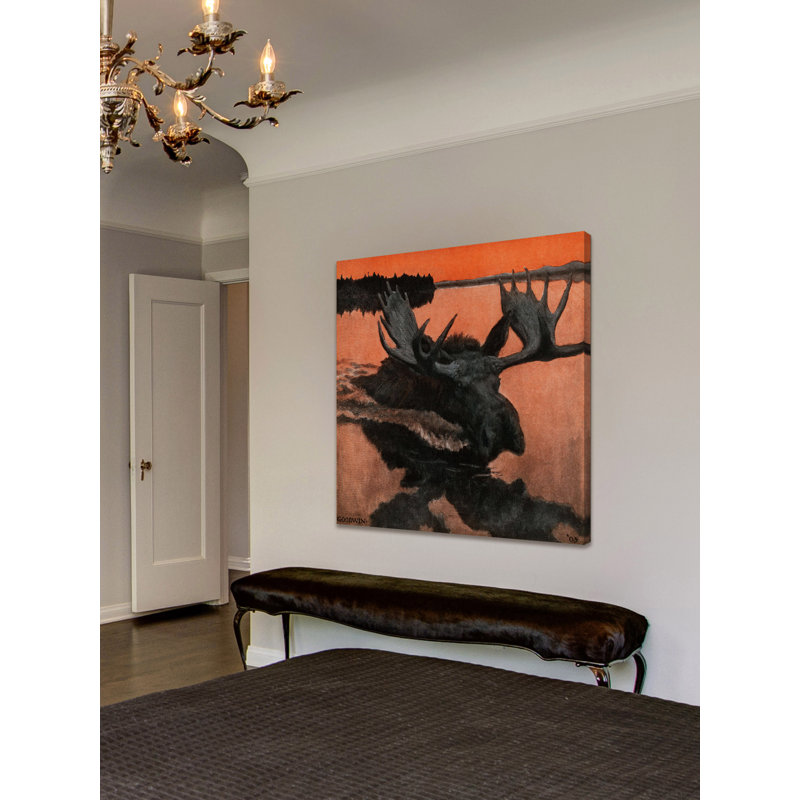 Swimming Moose by Marmont Hill - Wrapped Canvas Painting, 81cm H x 81cm W