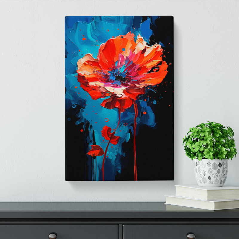 Poppy Flower Abstract - Wrapped Canvas, 60cm H x 40cm W x 3cm D
