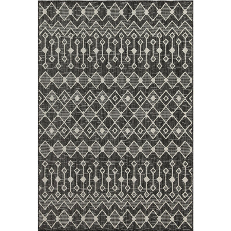 Tapis intérieur / extérieur Phebe 7 pi 10 po x 10 pi 3 po anthracite, polypropylène et animal de compagnie, facile à nettoyer 10 po 10 pi 3 po Pour le charme,