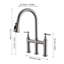 3 Hole Brushed Nickel Bridge Kitchen Faucet With Pull Down Sprayer,2 Handle Faucet For Kitchen Sinks Pull Out Sprayer Kitchen Sink Faucet