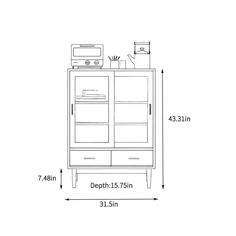 Armoire de rangement multifonctionnelle de salon, Brun / Gris