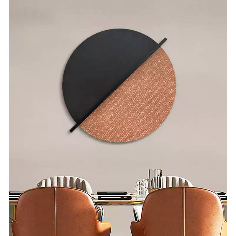 Décoration murale ronde grès en métal tridimensionnel de luxe moderne, H 27,56 po x l 27,56 po x P 1,57 po