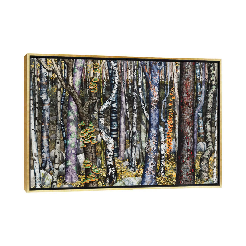 « Copse » par Maggie Vandewalle-reproduction d’art, Toile encadrée d'or, H 40 po x l 60 po x 1,5 po, Pas de tapis
