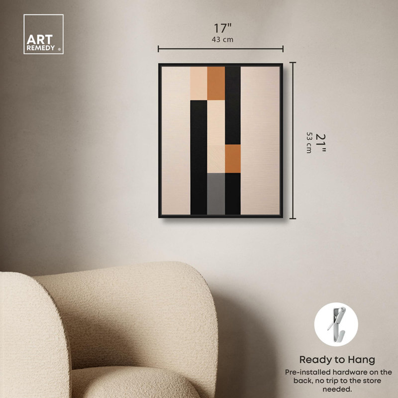 Timcent Elegance Modern Midcentury par Art Remedy, H 21 po x l 17 po, Cadre flottant noir