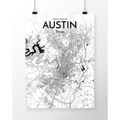 «Austin City Map», reproduction d'impression sur affiche