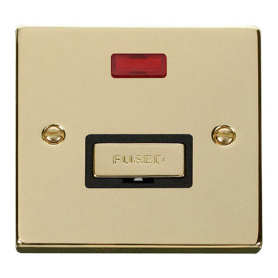 Polished Brass 13A Fused Ingot Connection Unit With Neon