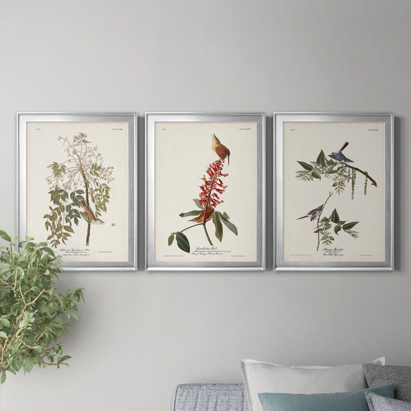 Pl. 63 mouchoirs aux yeux blancs - ensemble de 3 impressions sur toile encadrées, H 30,5 po x l 127,5 po x P 4,5 po, Argent