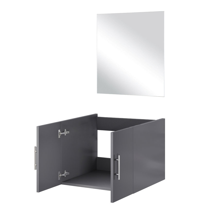 24 po X P 22 po. Meuble-lavabo gris foncé - 18 miroirs avec beaucoup d'espace de rangement pour salle de bain, Gris foncé