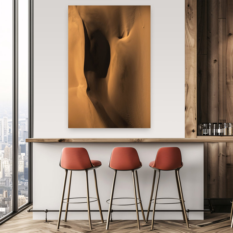 «Golden Desert Forms Abstract Organic Contemporary Landscape Nature», reproduction d'art murale, 60" H x 40" W