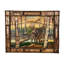 Sculpture murale rustique en bois brun brillant représentant un orignal dans une forêt de bouleaux, avec cadre en écorce, 93 cm de large