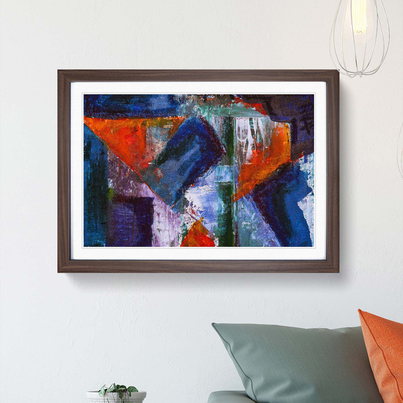 Abstract Art Painting Vol.133 by S.Johnson - Framed Print, 27cm H x 36cm W x 2cm D, Walnut Framed