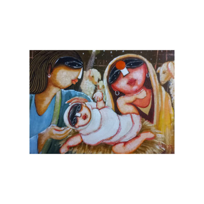 Célébration de la naissance | Acrylique sur papier | Par Tuhin Rakshit
