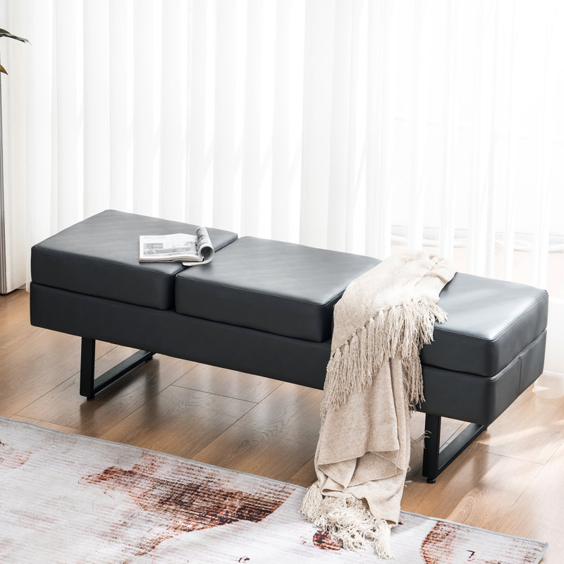 Banc de salle d'attente Spradley, banc de réception pour invités, similicuir, capacité de 650 lb, Gris