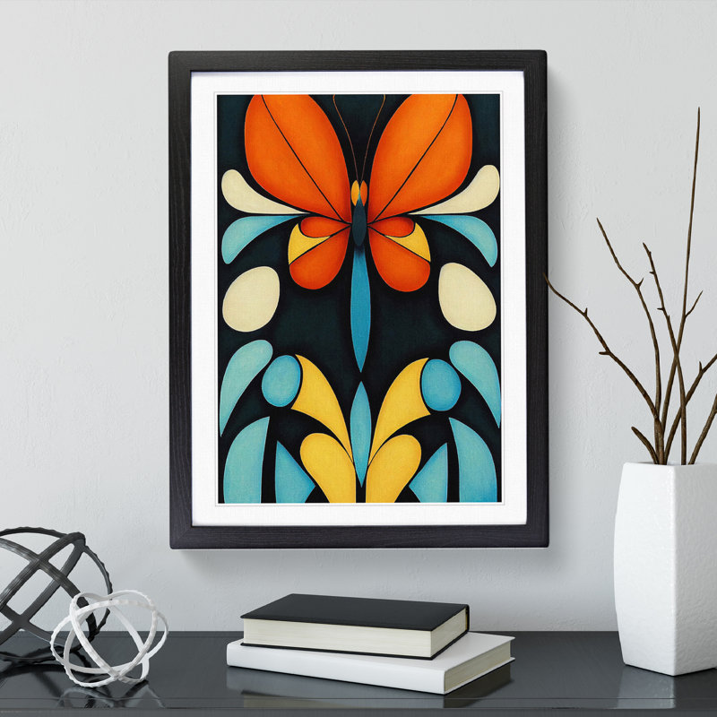 Butterflies In No.4 - Print, 66cm H x 48cm W x 2cm D, Black Framed, White