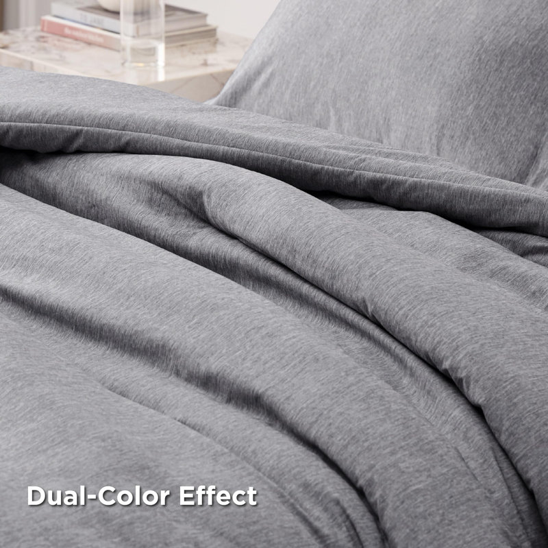 Polyester Standard Comforter, Oversized King Comforter + 2 King Shams, Dark Gray