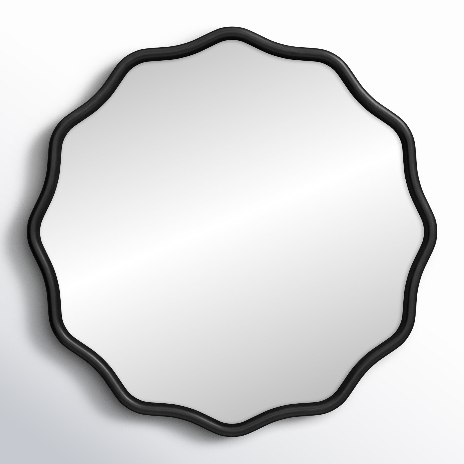 30" Solid Wood Accent Mirror, Black, 30" x 30"