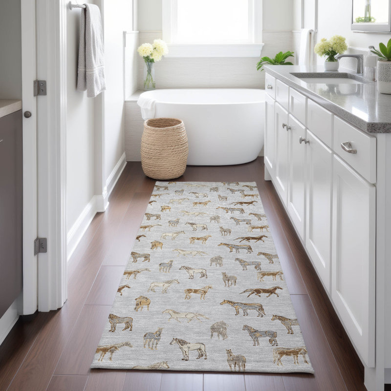 Machine Washable Indoor/Outdoor Chantille ACN2521 Animal Rug, Runner 2'3" x 7'6", Silver