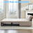 Armless Convertible Sofa Bed with Reversible Chaise & Linen Fabric-286663936