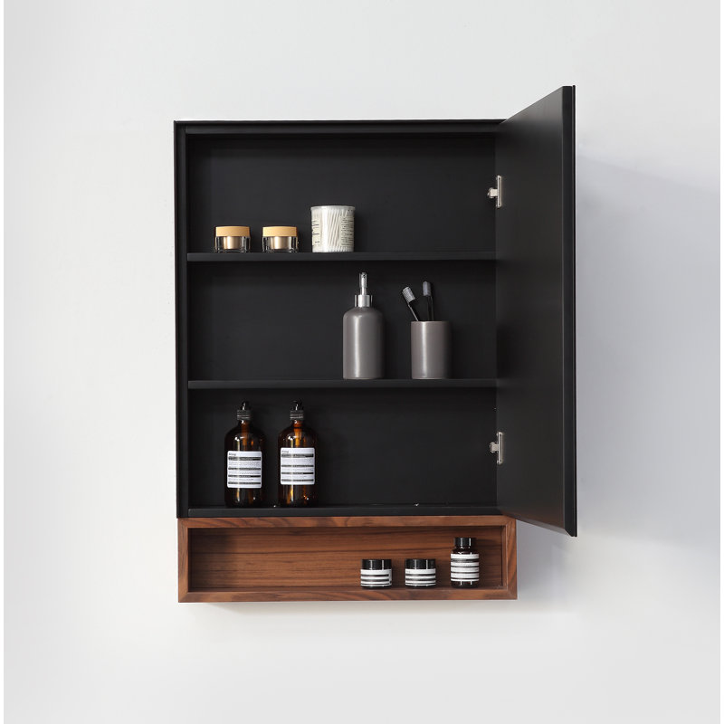 Bergen 24" Medicine Cabinet, Matte Black/Walnut