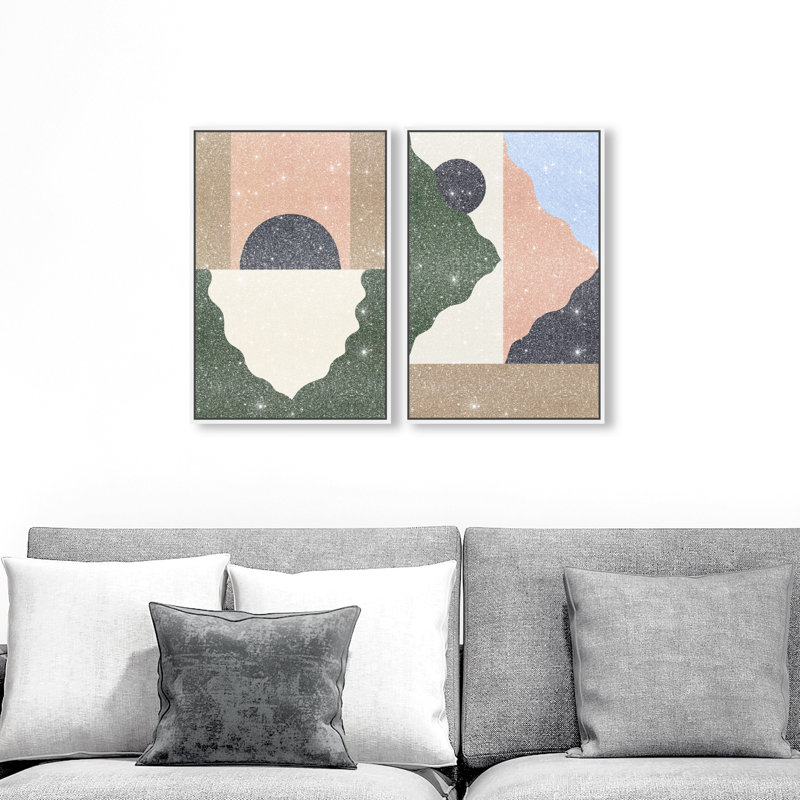 Pealing Abstracts Set Set by Oliver Gal, 17"H x 25"W, White Floater Frame
