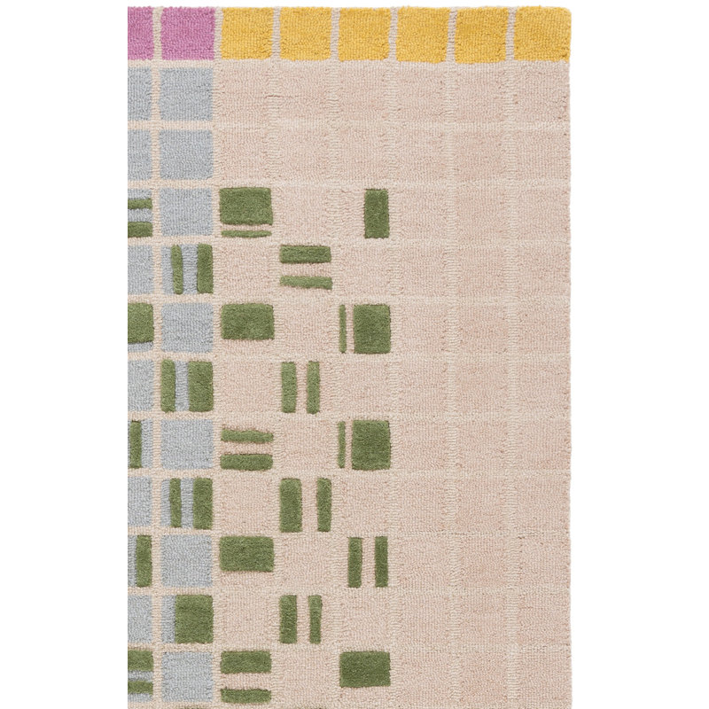 Genre 86% laine à carreaux touffetée à la main 85%; Tapis à motifs géométriques 15% coton, Rectangle 4pi x 6 pi
