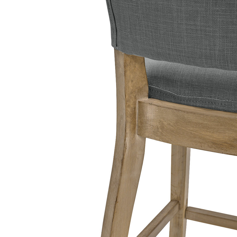 Upholstered Counter Stool with Solid Wood Frame, Grey