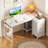 Writing Desk With 4 Large Storage Drawers, L-Shaped Desk With Cpu Stand,Computer Desk With Versatile Hook